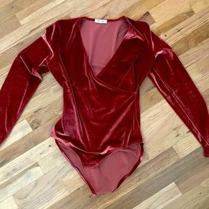 Velvet rust colored bodysuit
